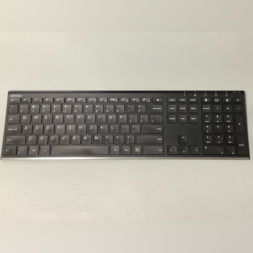 ARTECK HW192 Wireless Keyboard Stainless Steel Slim, Black